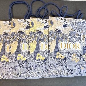Set of four (4) Dior gift bags Blue & Gold Toile de Jouy Print, Unused